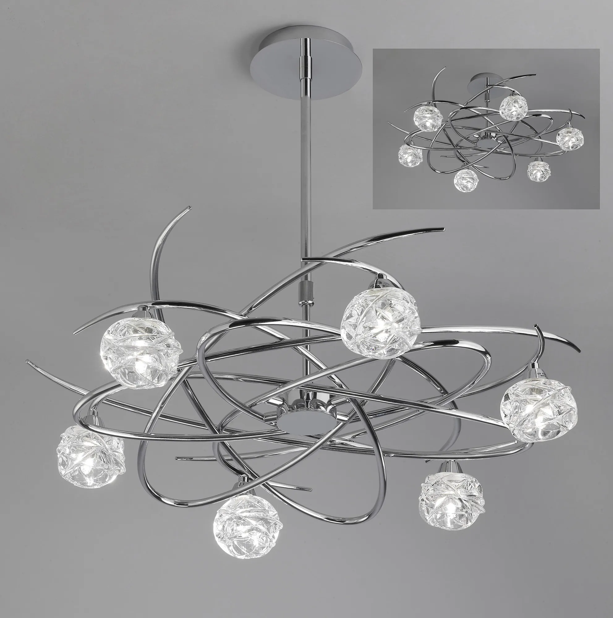 Maremagnum Polished Chrome Ceiling Lights Mantra Multi Arm Fittings